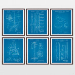 Skiing Patent Art Collection // 6 Print Set // Blueprint (8" x 10")