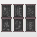 Skiing Patent Art Collection // 6 Print Set // Chalkboard (8" x 10")