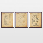 Skateboarding Patent Art Collection  // 3 Print Set // Antique Paper (8" x 10")