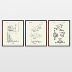 Skateboarding Patent Art Collection  // 3 Print Set // Warm Toned (8" x 10")