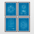 Rolex Watches Patent Collection // 4 Print Set // Blueprint (8"W x 10"H)