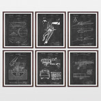 Military Patent Art Collection  // 6 Print Set // Chalkboard (8" x 10")