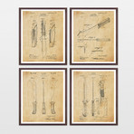 Knives Patent Art Collection  // 4 Print Set // Antique Paper (8" x 10")