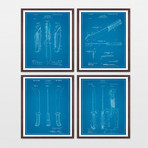 Knives Patent Art Collection  // 4 Print Set // Blueprint (8" x 10")