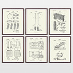 Hockey Patent Collection  // 6 Print Set // Warm Toned (8" x 10")