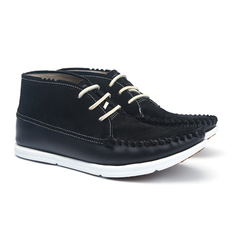 Louis Leather + Suede Moccasin Chukka // Black (US: 7)