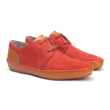 Hartley Leather + Suede Low-Top Moccasin // Fiery Red + Date Palm (US: 7)