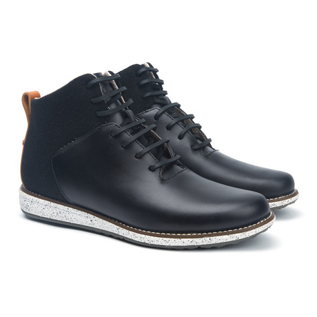 Gatland Leather + Suede Boot // Black + White (US: 7)