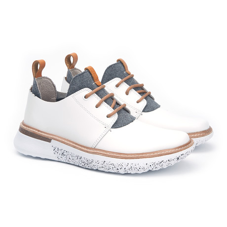 Burns Leather + Wool Sneaker // White + Dark Grey (US: 7)