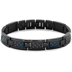 Crucible Black Plated Stainless Steel + Blue Carbon Fiber Bracelet