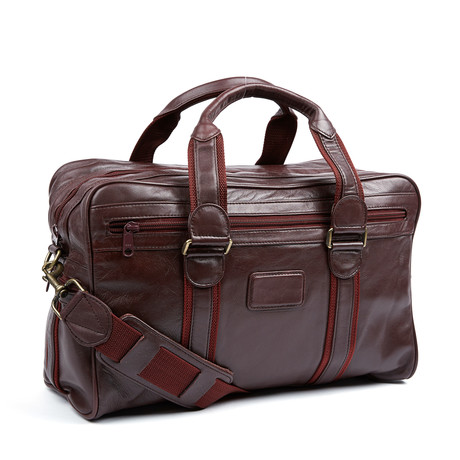 Leather Duffle Travel Bag // Burgundy