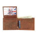 Flag Design Leather Wallet // Brown