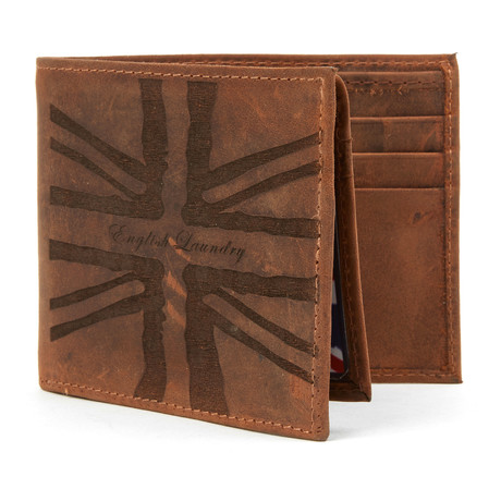 Flag Design Leather Wallet // Brown