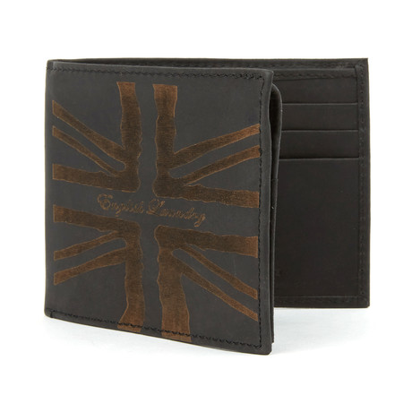 Flag Design Leather Wallet // Black