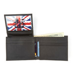 Skull Design Leather Wallet // Black