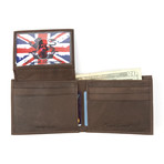 Skull Design Leather Wallet // Brown