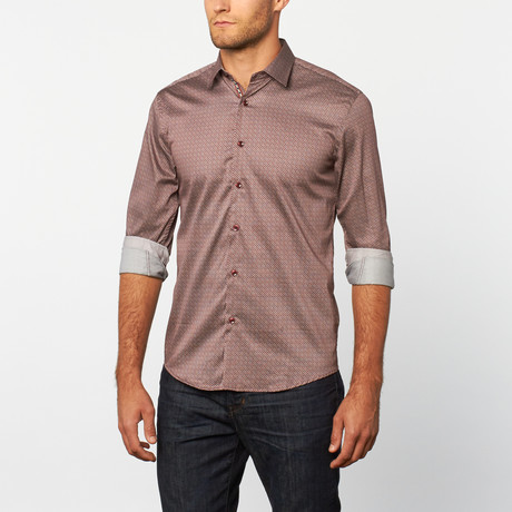 Button-Up Shirt // Burgundy Print (S)