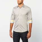 Button-Up Shirt // White + Yellow Dot (L)