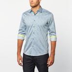 Stripe Camo Button-Up Shirt // Green + Blue (M)