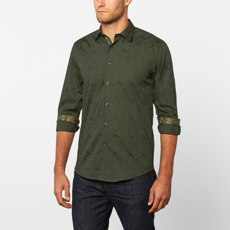 Button-Up Shirt // Hunter Green Print (S)