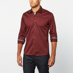 Button-Up Shirt // Burgundy Dot (2XL)