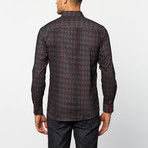 Button-Up Shirt // Red + Grey Print (M)