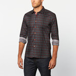 Button-Up Shirt // Red + Grey Print (XL)