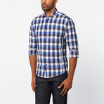 Button Up Shirt // Blue + White (S)