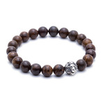Sterling Silver Head of Lion + Bronzite Charm Bracelet (15 - 15.9cm)