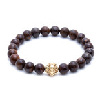 18kt Yellow Gold Head of Lion + Bronzite Charm Bracelet (15 - 15.9cm)