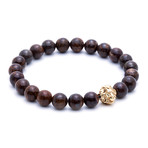 18kt Yellow Gold Head of Lion + Bronzite Charm Bracelet (15 - 15.9cm)
