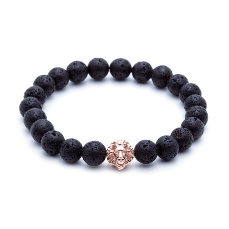 18kt Rose Gold Head of Lion + Lavastone (15 - 15.9cm)