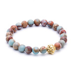 18kt Yellow Gold Head of Lion + Aqua Terra Jasper (15 - 15.9cm)
