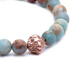 18kt Rose Gold Head of Lion + Aqua Terra Jasper (15 - 15.9cm)