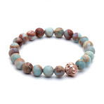 18kt Rose Gold Head of Lion + Aqua Terra Jasper (15 - 15.9cm)