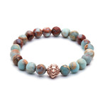 18kt Rose Gold Head of Lion + Aqua Terra Jasper (15 - 15.9cm)