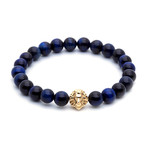 18kt Yellow Gold Head of Lion + Navy Blue Tiger Eye (15 - 15.9cm)