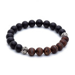 Brown Agate + Matte Onyx Charm Bracelet (15 - 15.9cm)