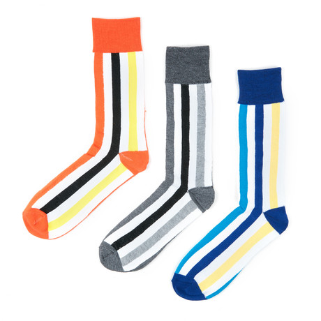 StevenLand // Vertical Stripes Dress Socks // Pack of 3