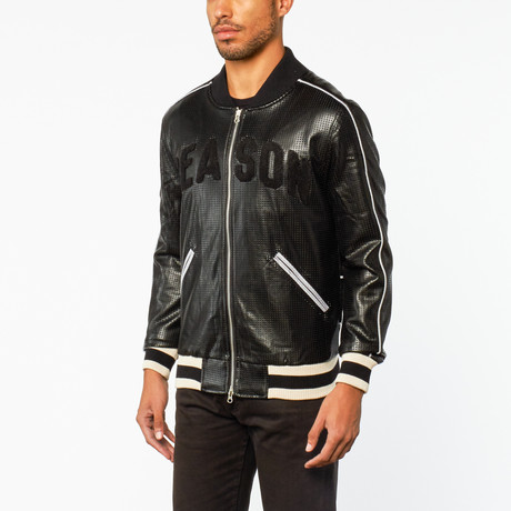 Arc Perforated Leather Jacket // Black (S)