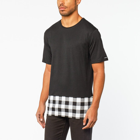 Bleeker Panel Zip Elong Tee // Black + White (XS)