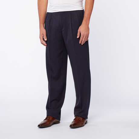 Gabardine Microfiber Cuffed Trouser // Dark Blue (32WX34L)