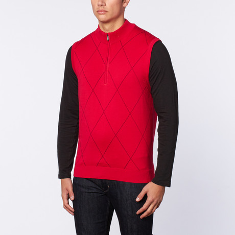 Argyle Half-Zip Vest // Red (S)