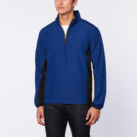 Follett Colorblock Half-Zip Windshirt // Royal Blue + Black (S)