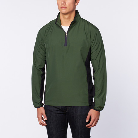 Follett Colorblock Half-Zip Windshirt // Green + Blue (S)