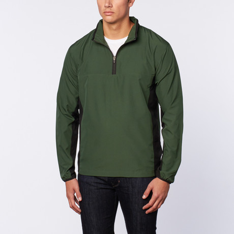 Follett Colorblock Half-Zip Windshirt // Green + Black (M)