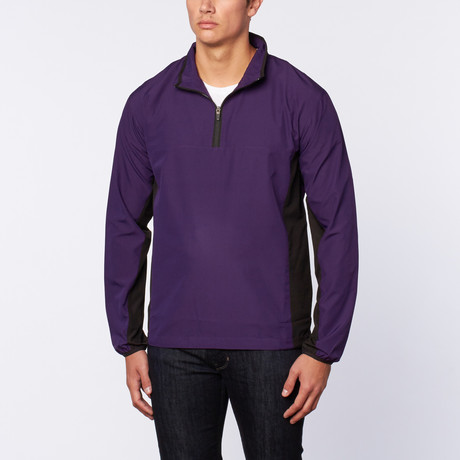 Follett Colorblock Half-Zip Windshirt // Purple + Black (S)