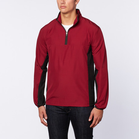 Follett Colorblock Half-Zip Windshirt // Burgundy + Black (S)