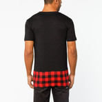 Bleeker Panel Zip Elong Tee // Black + Red (XL)