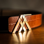 Croc Leather Pavilion Belt // Tan (Small // 36")